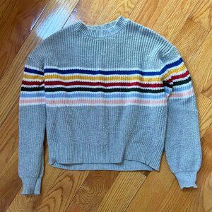 Garage Grey Striped Cropped Sweater